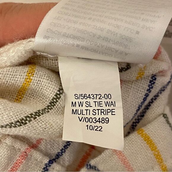 Old Navy linen Tie-Front striped Utility Romper jumpsuit shorts beach L 10/12 - Picture 9 of 13